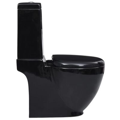 vidaXL トイレ 後方水流式 セラミック製 ブラック