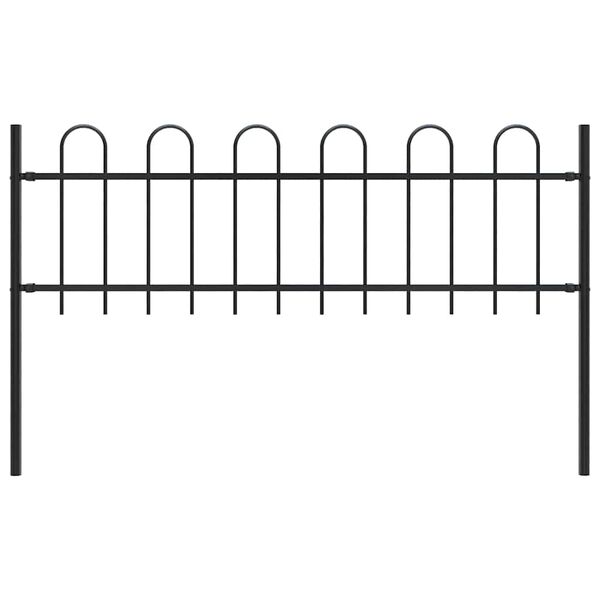 vidaXL ガーデンフェンス フープトップ付き スチール製 1.8m ブラック