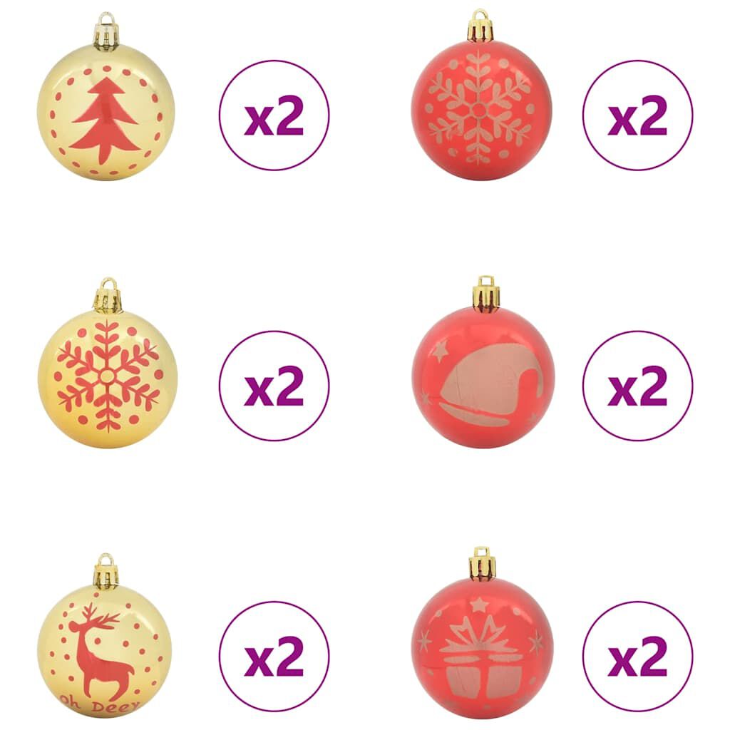 vidaXL クリスマスオーナメントセット 40 個 金と赤 Ø 6 cm