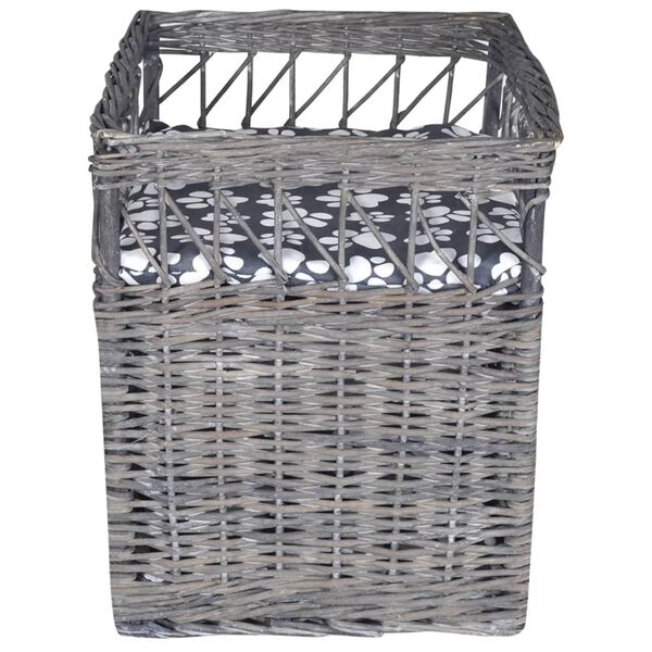 vidaXL キャットタワー ペット用ハウス/ベッド/引っかきポスト 柳製 クッション付き スクエア