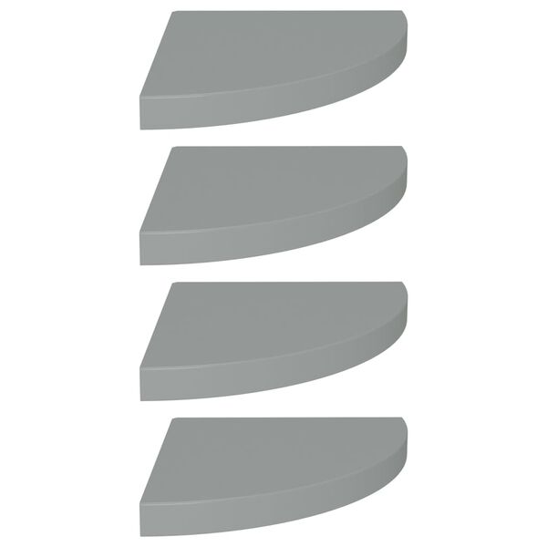 vidaXL フローティングコーナーシェルフ 4点 グレー 35x35x3.8cm MDF