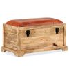 vidaXL 収納ベンチ 本革＆マンゴー無垢材 80x44x44cm