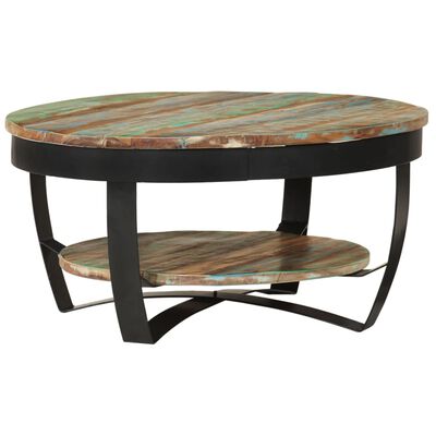 vidaXL コーヒーテーブル 無垢の再生木材 65x32cm