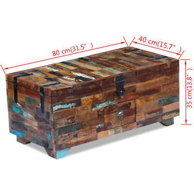 vidaXL コーヒーテーブル ボックスチェスト 再生木材 無垢材 80x40x35 cm