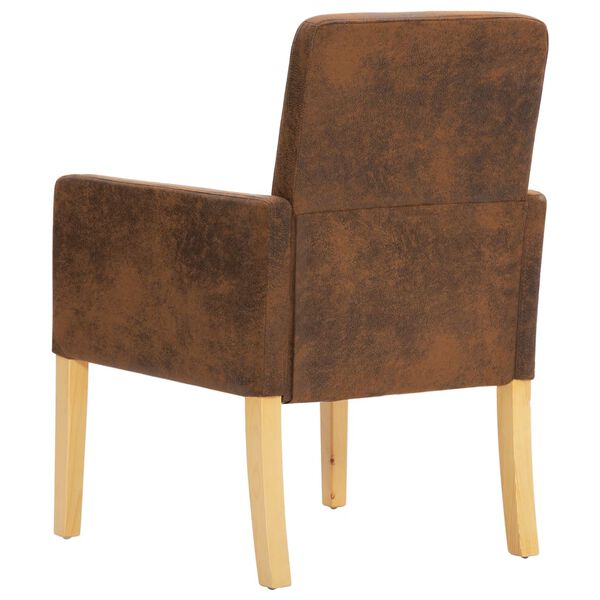 vidaXL ダイニングチェア 2点セット ブラウン スエード調 合成皮革製