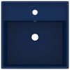vidaXL 洗面器 角型 オーバーフロー付き マットダークブルー 41x41cm セラミック