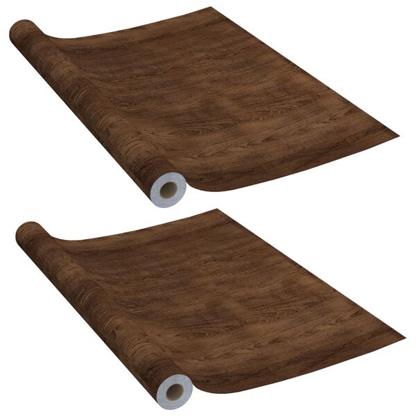 vidaXL ドアフィルム 裏面接着剤付き 2点 ダークオーク 210x90cm PVC製