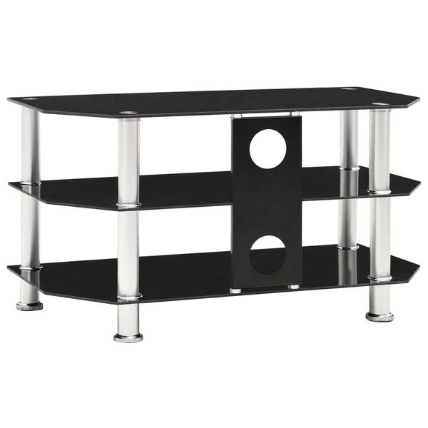 vidaXL TVキャビネット ブラック 75x40x40cm 強化ガラス製