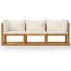 vidaXL 3人掛けガーデンソファ（クッション付き、クリーム色、無垢アカシア材）