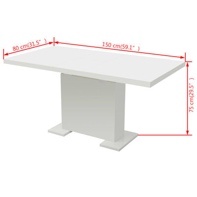 vidaXL 伸長式ダイニングテーブル ハイグロスホワイト