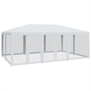vidaXL パーティーテント メッシュサイドウォール10枚付き ホワイト 6x4m HDPE