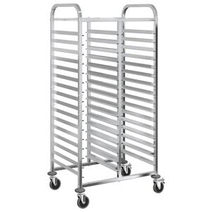 vidaXL トレイトロリー 32 GNコンテナ付き 75x55x162,5 cm ステンレススチール