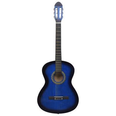 vidaXL クラシックギター 初心者用 ブルー 4/4 39" バスウッド
