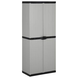 vidaXL ガーデン収納キャビネット 3段棚付き グレー＆ブラック 68x40x168cm