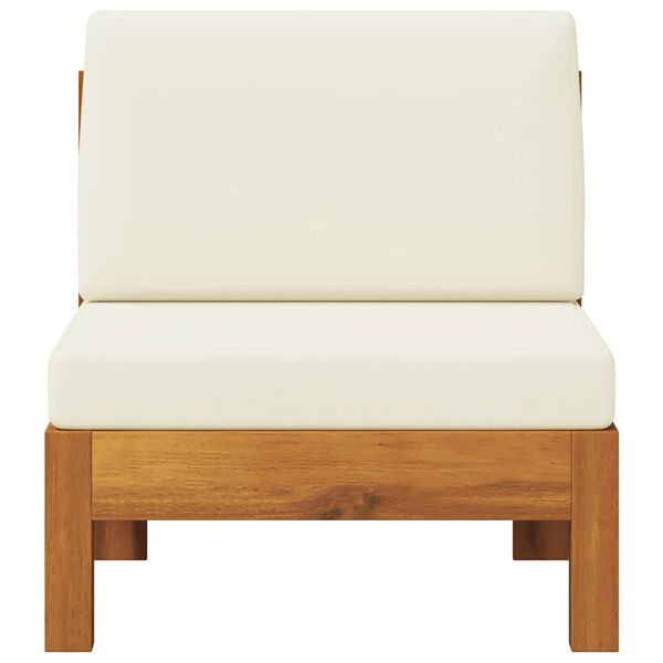 vidaXL ミドルソファ クリームホワイトクッション付き アカシア無垢材