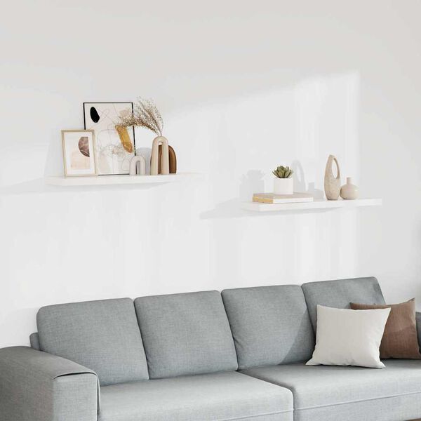 vidaXL フローティングウォールシェルフ 2点 ホワイト 90x23.5x3.8cm MDF