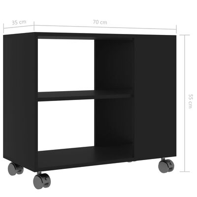 vidaXL サイドテーブル ブラック 70x35x55cm エンジニアリングウッド