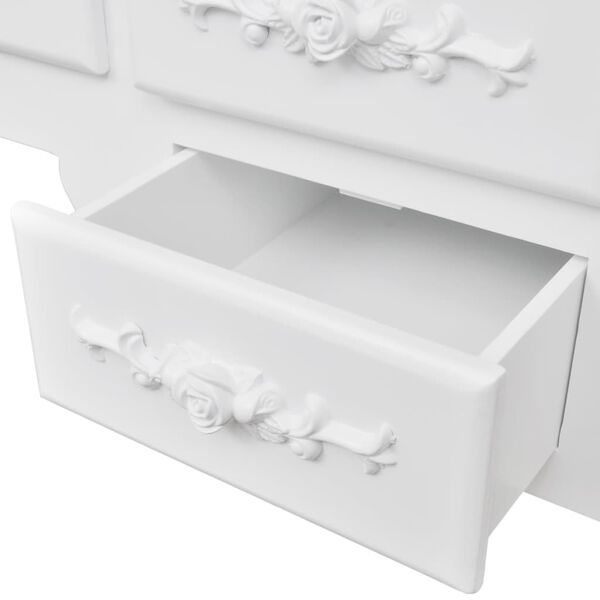 vidaXL 化粧台 スツール＆鏡3枚付き ホワイト