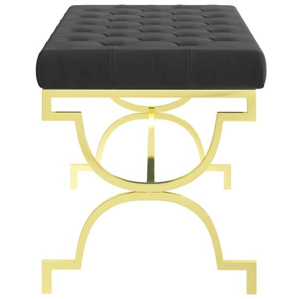 vidaXL ベンチ 99cm ブラック ベルベット＆ステンレススチール製