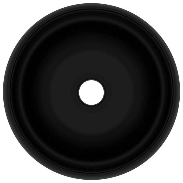 vidaXL ラグジュアリー 洗面器 丸型 マットブラック 40x15cm セラミック製