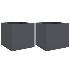 vidaXL プランター 2点 アントラシート 49x47x46cm スチール