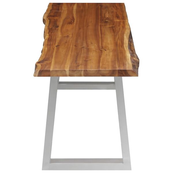 vidaXL ベンチ 160cm アカシア無垢材＆ステンレススチール製