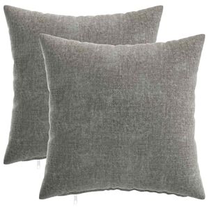 vidaXL クッションカバー 2 個 HEERLEN ダークグレー 40 x 40 cm シェニールファブリック