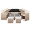 vidaXL 屋外ダイニング17点セット クッション付き ポリラタン製 ベージュ