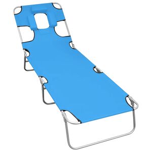 vidaXL 折りたたみサンラウンジャー ヘッドクッション付き スチール製 ターコイズブルー