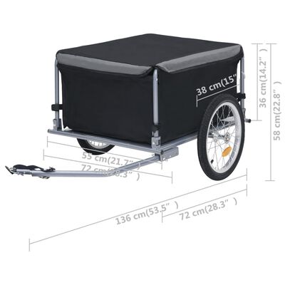 vidaXL 自転車用トレーラー ブラック＆グレー 65kg