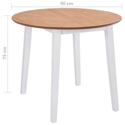 vidaXL ドロップリーフダイニングテーブル MDF製 円形 ホワイト