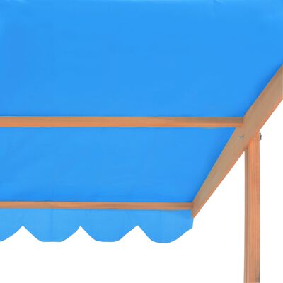 vidaXL 砂場 調節可能な屋根付き モミ材 ブルー UV50