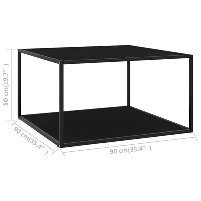 vidaXL コーヒーテーブル ブラック 90x90x50cm ブラックガラス製