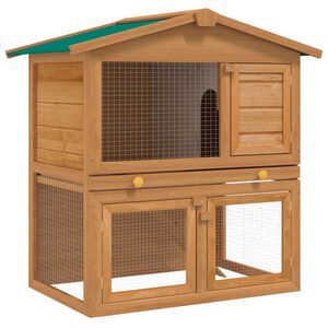 vidaXL 屋外うさぎ小屋 小動物ハウス ペットケージ 3ドアタイプ 木製