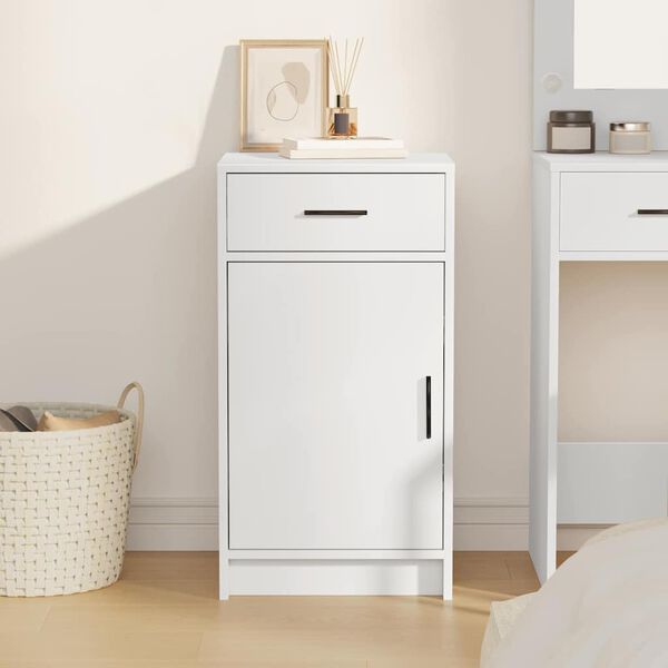 vidaXL サイドボード 引き出し付き ホワイト 40 x 40.5 x 75 cm エンジニアリングウッド