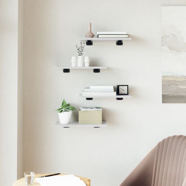 vidaXL 本棚ボード 4点 ハイグロスホワイト 40x20x1.5cm エンジニアリングウッド