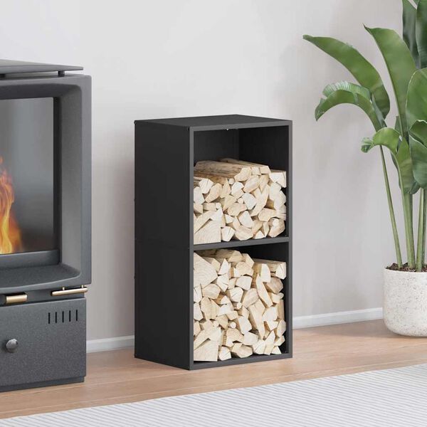 vidaXL 薪ラック ブラック 40x30x75cm 冷間圧延鋼