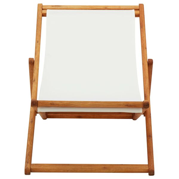 vidaXL 折りたたみビーチチェア ユーカリ材＆布製 クリームホワイト