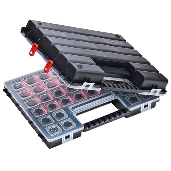 vidaXL 仕分けボックス 2点 調整可能な仕切り付き 385x283x50mm プラスチック製