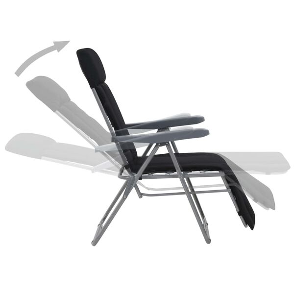 vidaXL 折りたたみガーデンチェア クッション付き 2点 ブラック