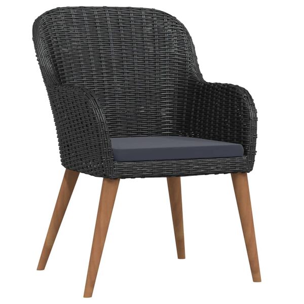 vidaXL ガーデンダイニングセット 5点 クッション付き ブラック