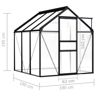 vidaXL 温室 アントラシート アルミ製 3.61 m²