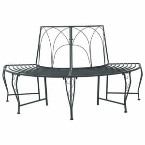 vidaXL 樹木ベンチ 4-乗車人数 160 x 80 x 89 cm スチール シルバーグレー 半円形