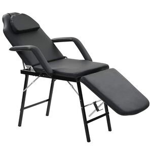 vidaXL 携帯用 フェイシャルエステチェア 合成皮革 185x78x76cm ブラック