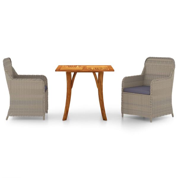 vidaXL ガーデンダイニング3点セット ブラウン