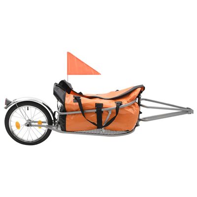 vidaXL 自転車用ラゲッジトレーラー バッグ付き オレンジ＆ブラック