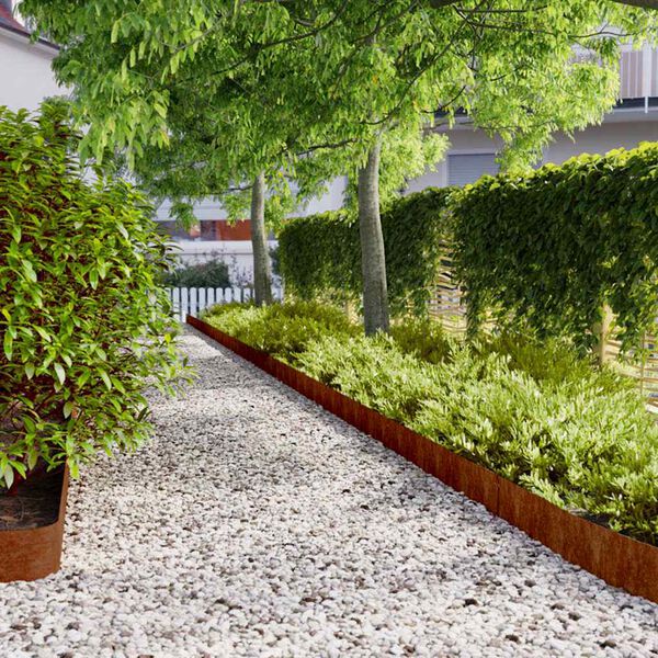 vidaXL 芝生用エッジング 10点 15x103 cm フレキシブル コールテンスチール