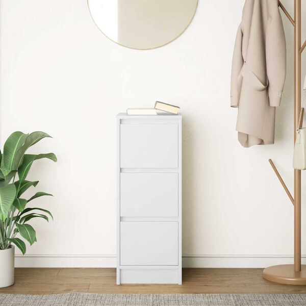 vidaXL サイドボード ホワイト 29.5x34x76 cm エンジニアードウッド