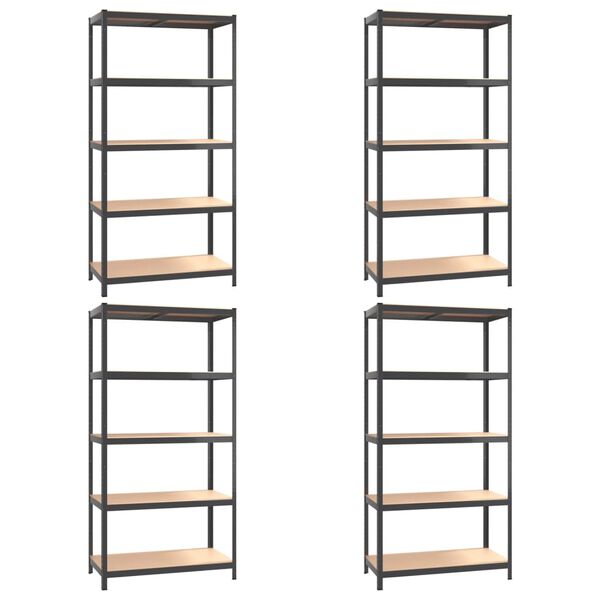 vidaXL 5段シェルフ 4点 アントラシート スチール＆エンジニアリングウッド