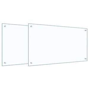 vidaXL キッチンバックスプラッシュ 2 個 トランスペアレント 90 x 50 cm 強化ガラス